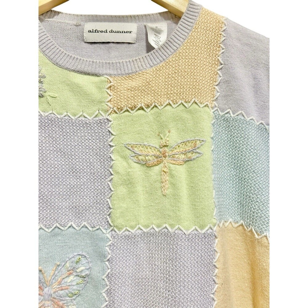 Alfred Dunner Sweater Top Short Sleeved Cottagecore Womens Size Small Pastel - Picture 5 of 11